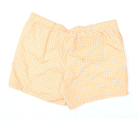 Marks and Spencer Mens Orange Geometric Polyester Bermuda Shorts Size 2XL Regular Drawstring - Swim Shorts