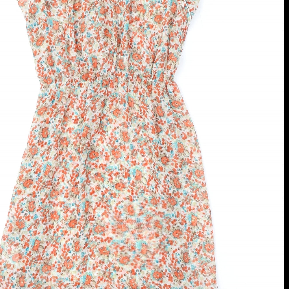 Izabel Womens Multicoloured Floral Polyester A-Line Size M V-Neck Pullover