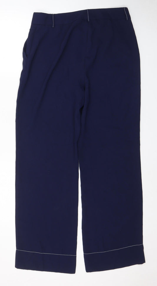 Monsoon Womens Blue Polyester Trousers Size 12 L29 in Regular Zip