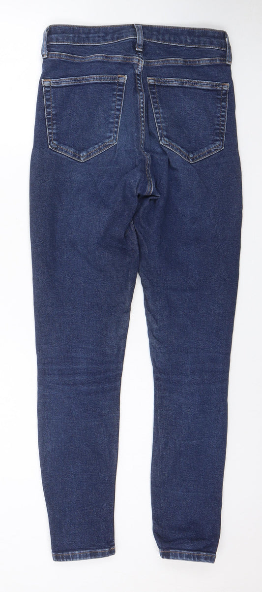 Topshop Womens Blue Cotton Skinny Jeans Size 28 in L32 in Regular Zip
