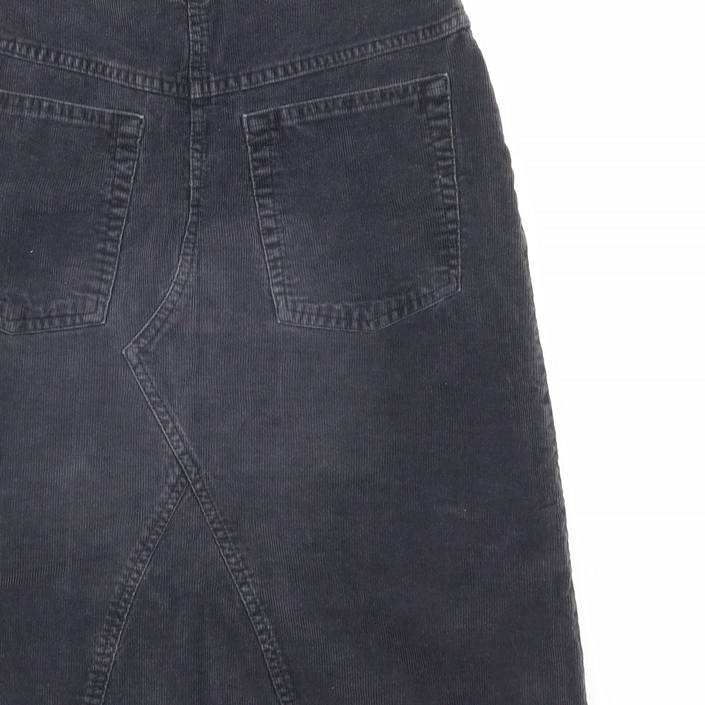 Marks and Spencer Womens Grey Cotton A-Line Skirt Size 10 Zip