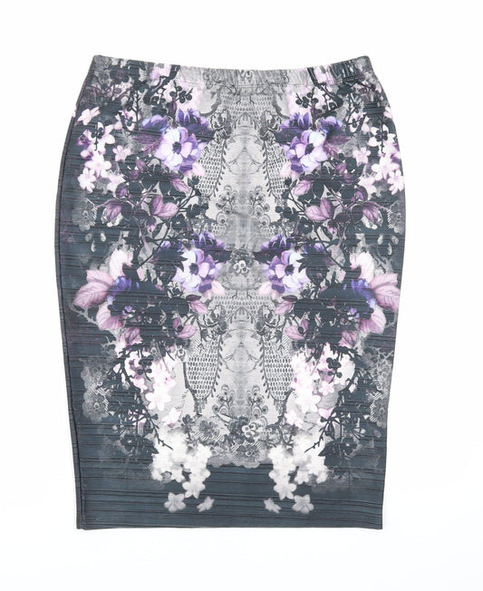NEXT Womens Purple Floral Polyester Straight & Pencil Skirt Size 12