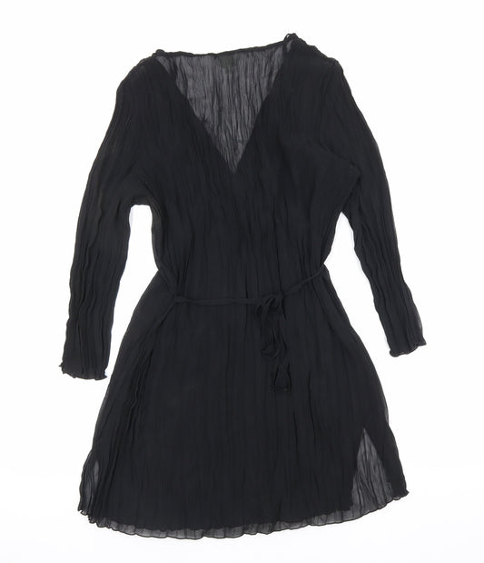 Debenhams Womens Black Polyester A-Line Size 14 V-Neck Tie