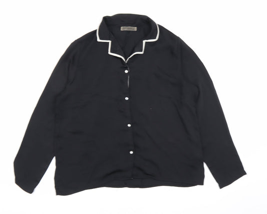 Womens UK Size S Mango Black Basic Button-Up