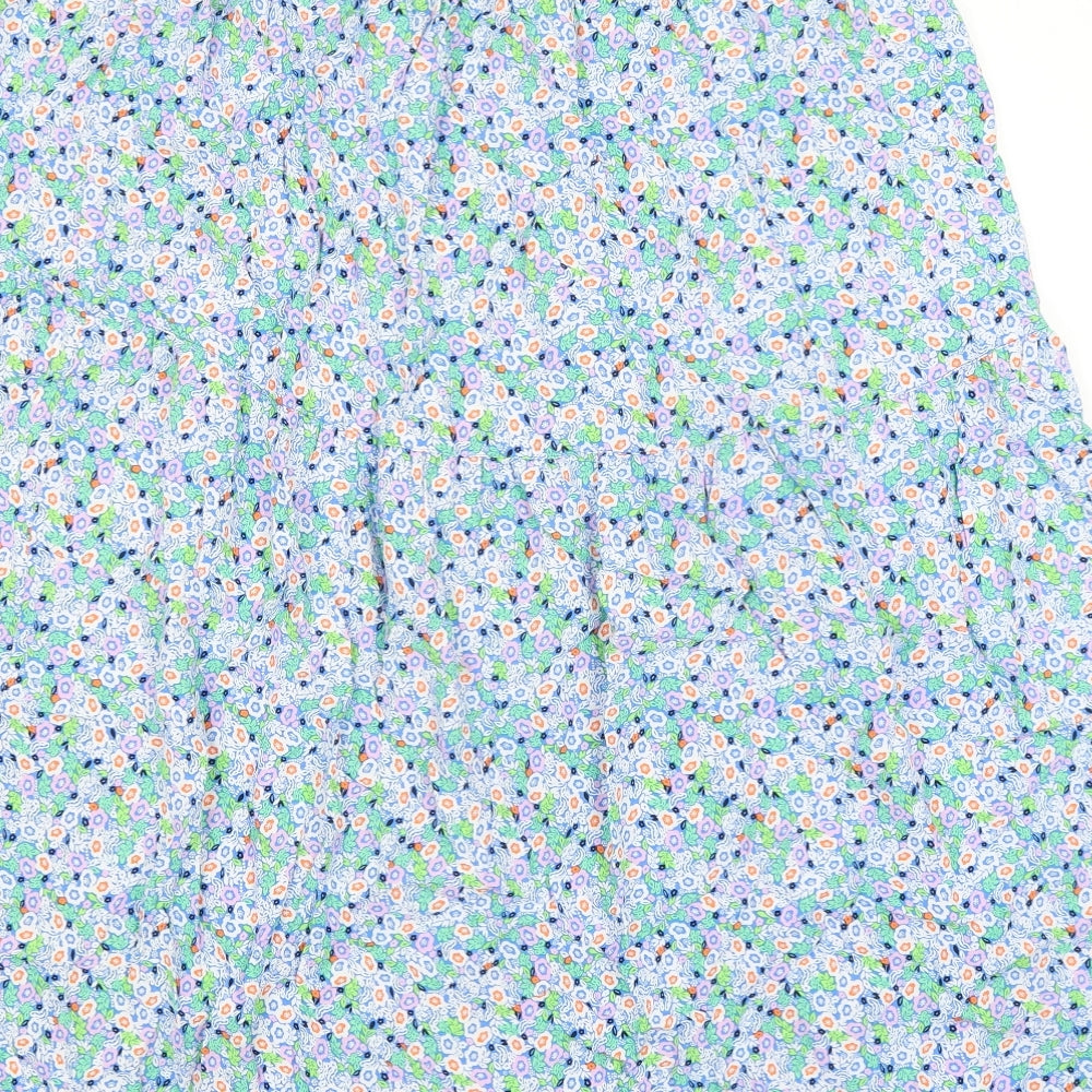 Marks and Spencer Womens Blue Floral Viscose A-Line Skirt Size 24