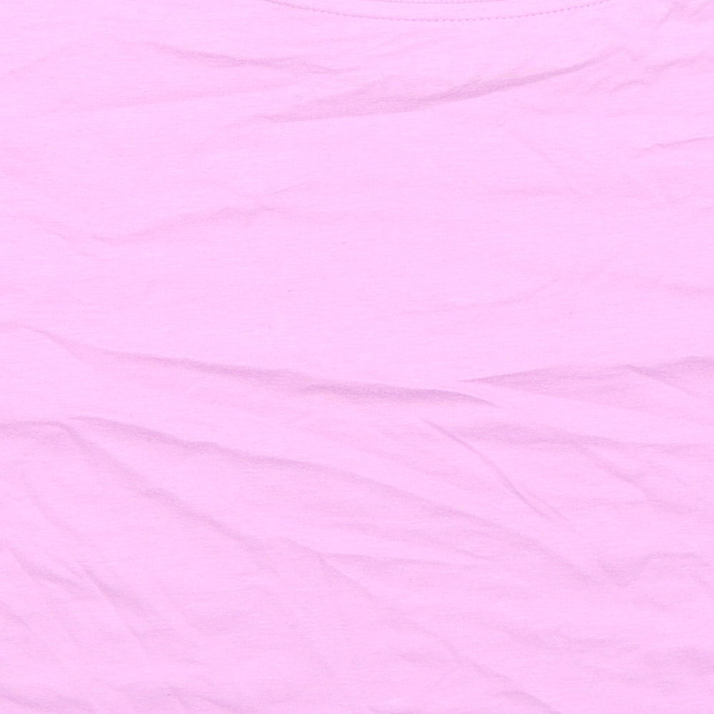 Marks and Spencer Girls Pink 100% Cotton Basic T-Shirt Size 6-7 Years Round Neck - Good Vibes