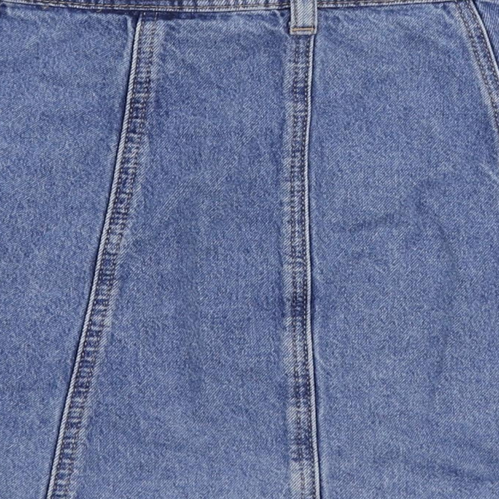 Divided by H&M Womens Blue Cotton Mini Skirt Size 6 Button