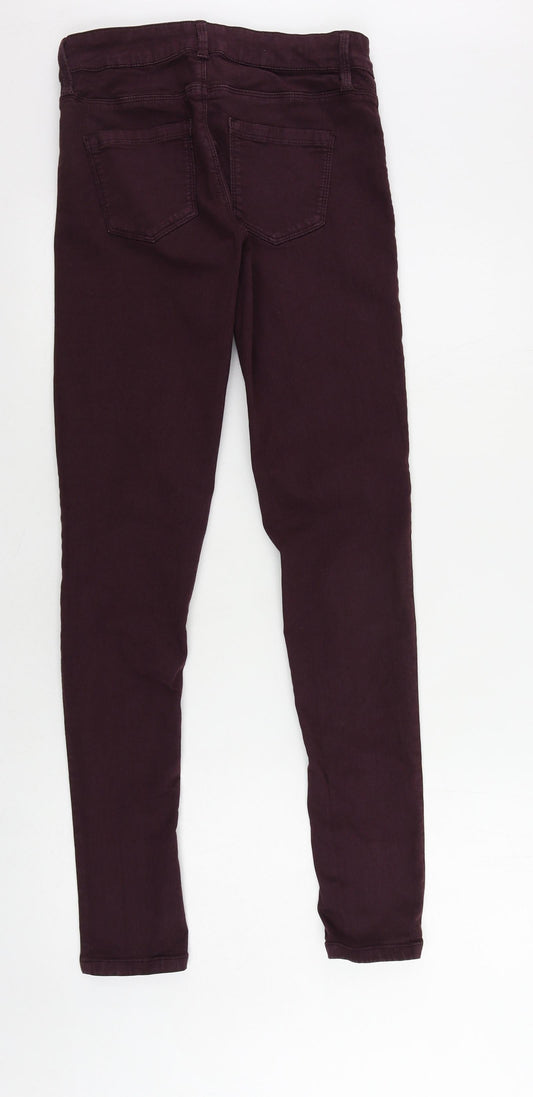 Oasis Womens Purple Cotton Skinny Jeans Size 10 L31 in Regular Zip