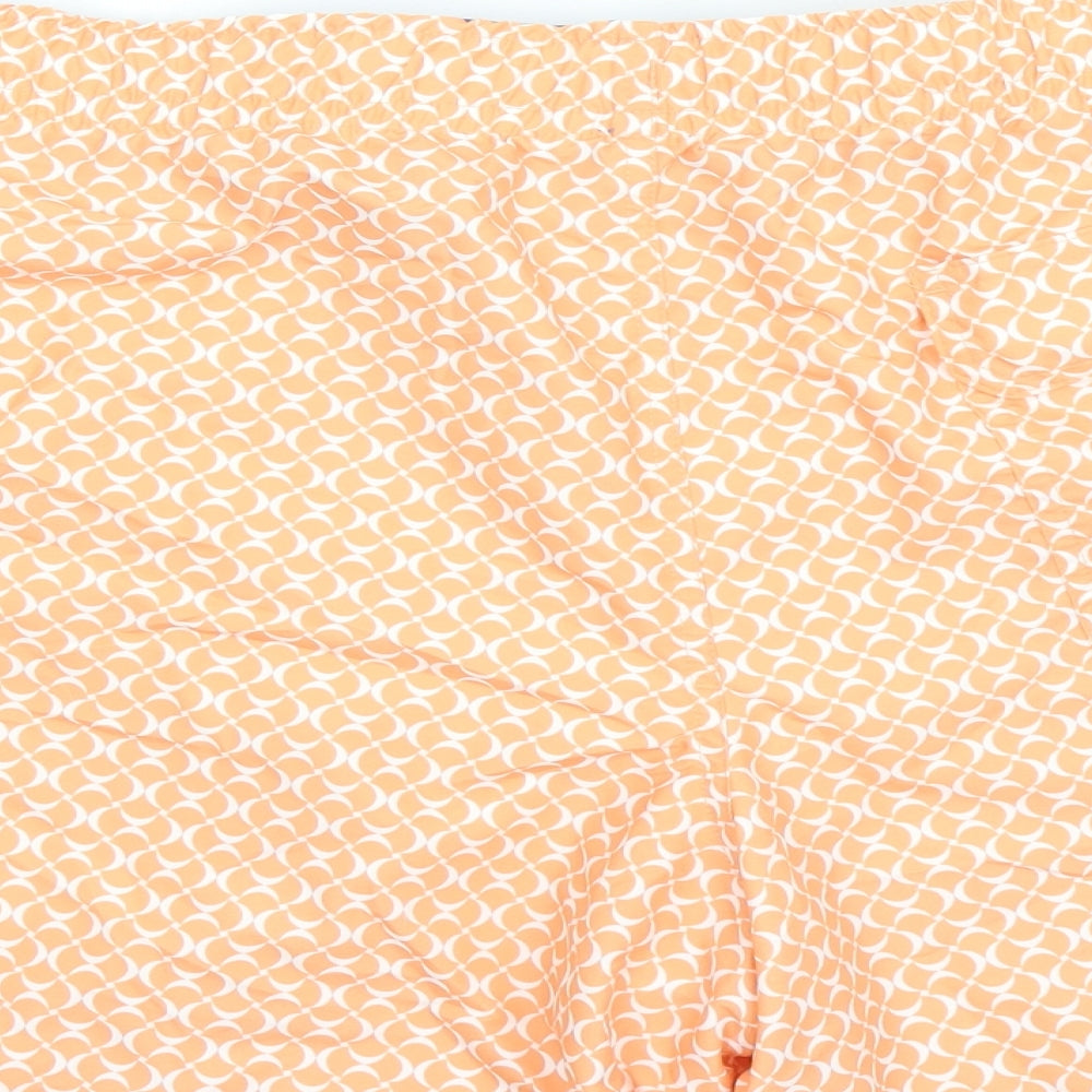 Marks and Spencer Mens Orange Geometric Polyester Sweat Shorts Size 3XL L6 in Regular Drawstring - Elasticated Waist Swim Shorts Pockets