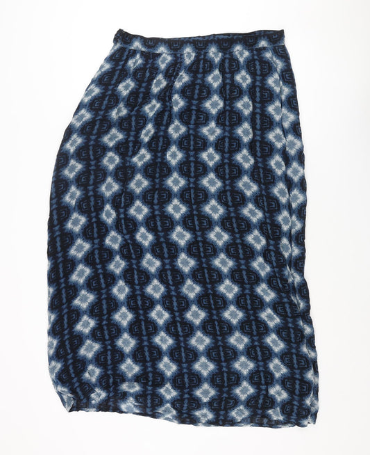 NEXT Womens Blue Geometric Viscose Maxi Skirt Size 14 Zip