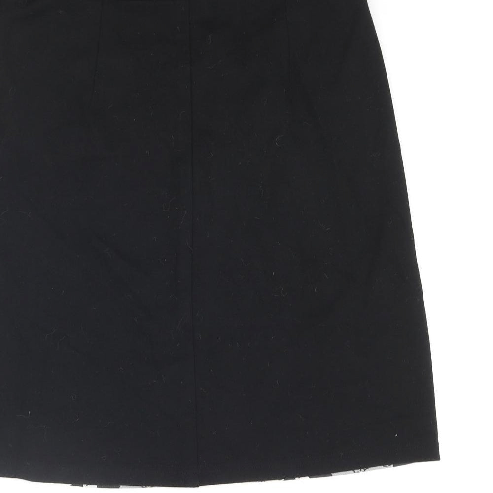Smash Womens Black Polyester A-Line Skirt Size XS Zip - Geometric Print