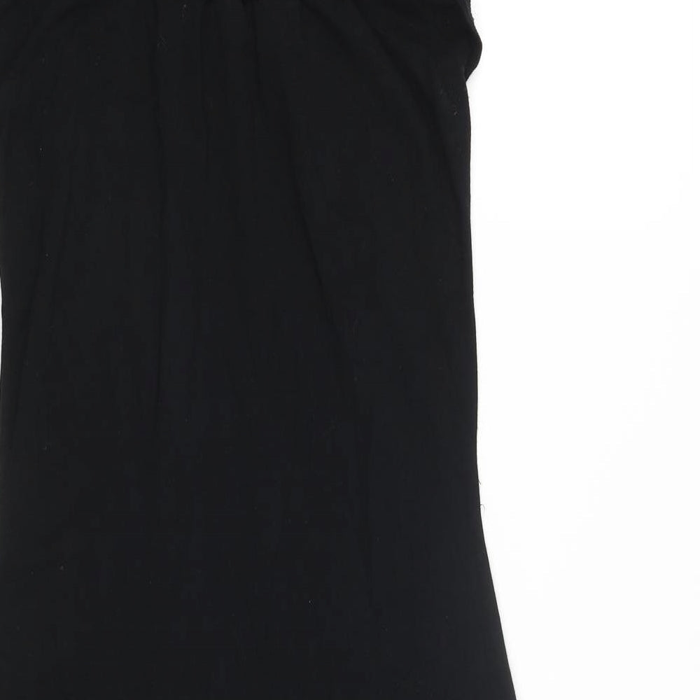 Hennes Womens Black Viscose A-Line Size 10 Round Neck Pullover - Rouched