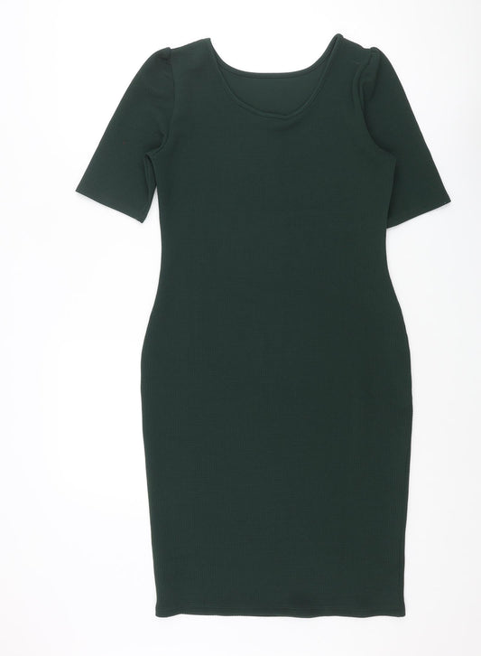 Dorothy Perkins Womens Green Polyester Bodycon Size 12 Scoop Neck Pullover