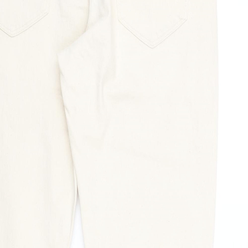 Marks and Spencer Mens Ivory Cotton Tapered Jeans Size 34 in L29 in Regular Zip