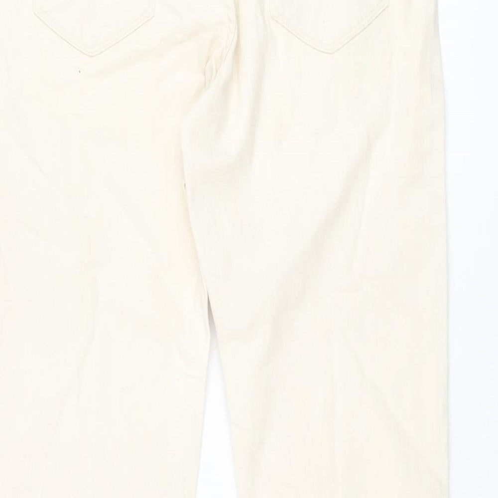Marks and Spencer Mens Ivory Cotton Tapered Jeans Size 32 in L31 in Regular Zip