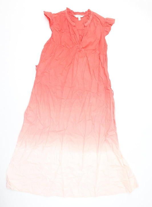 Per Una Womens Pink Cotton A-Line Size 6 V-Neck Pullover - Gradient