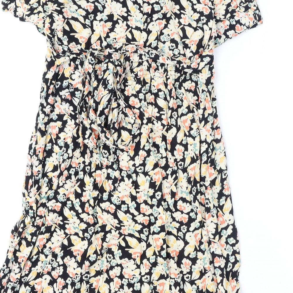 Blooming Marvellous Womens Multicoloured Geometric Viscose A-Line Size 12 V-Neck Pullover - Tie Detail