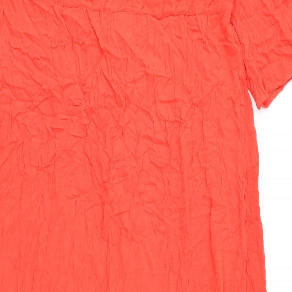 Marks and Spencer Womens Red Viscose A-Line Size 18 V-Neck Button