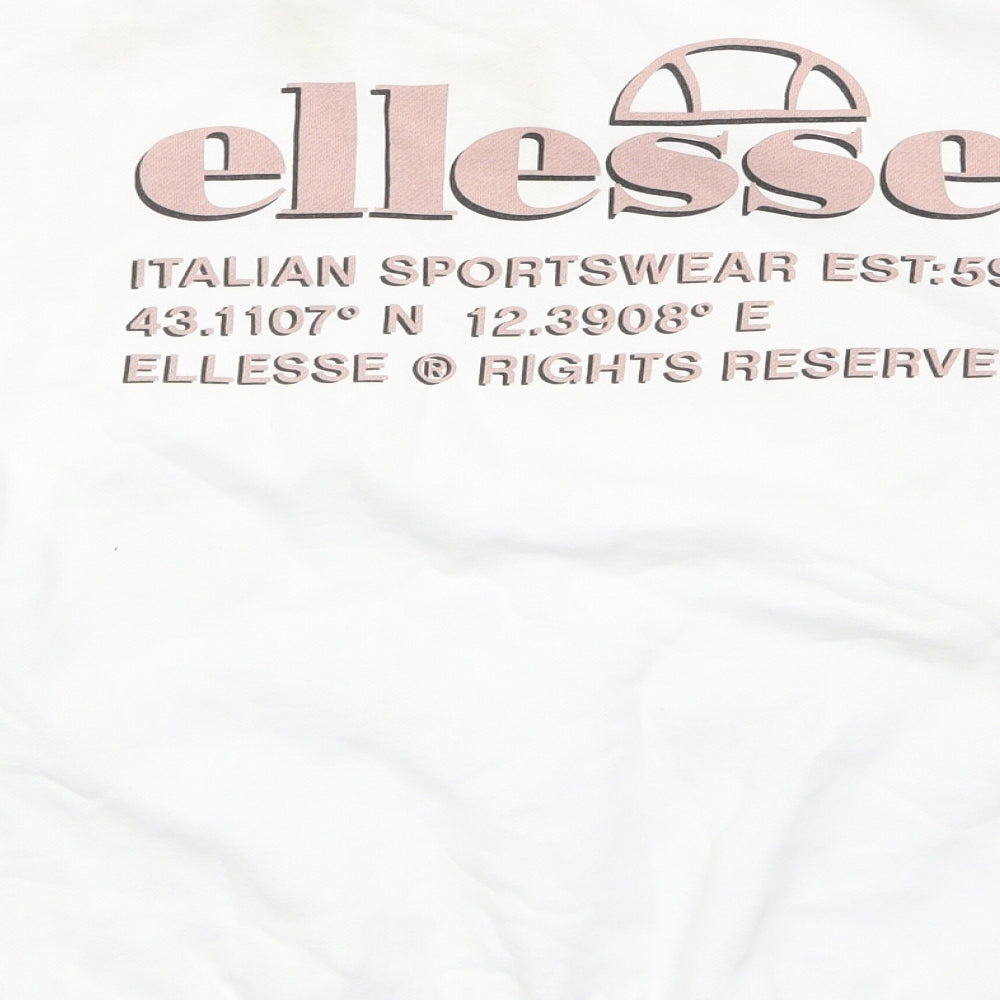 ellesse Womens White Cotton Pullover Sweatshirt Size 6 Pullover - Logo