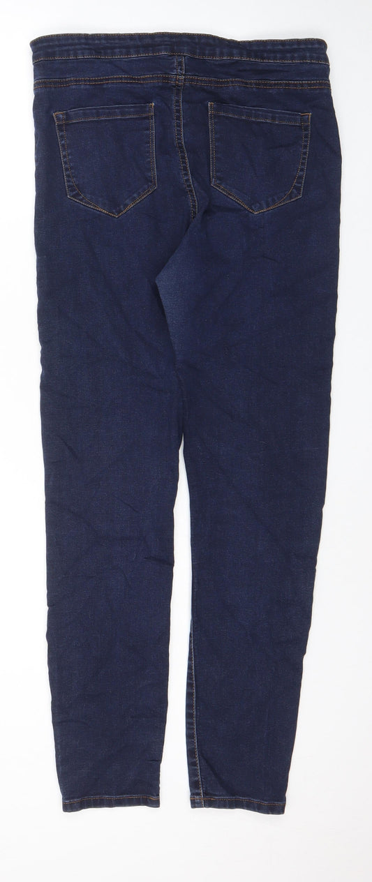 Denim & Co. Womens Blue Cotton Skinny Jeans Size 14 L28 in Regular Zip