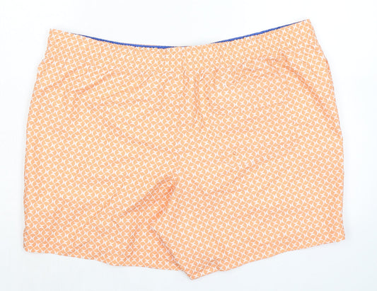 Marks and Spencer Mens Orange Geometric Polyester Bermuda Shorts Size 2XL Regular Drawstring - Inside Leg 5.5