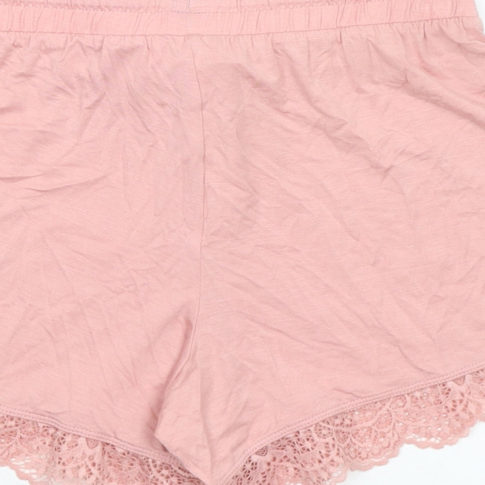 Marks and Spencer Womens Pink Solid Viscose Capri Pyjama Pants Size XS - Waist 26in Inside Leg 4in