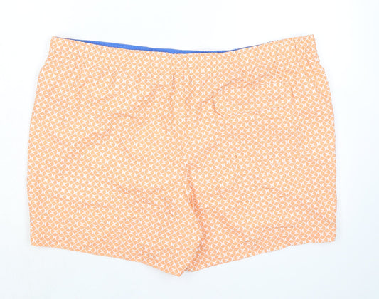 Marks and Spencer Mens Orange Geometric Polyester Bermuda Shorts Size 3XL Regular Drawstring - Inside Leg 5in