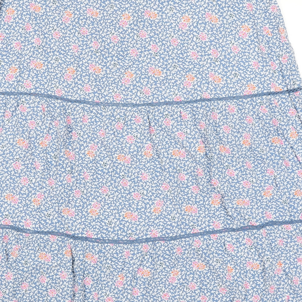 Marks and Spencer Womens Blue Floral Viscose Peasant Skirt Size 20 Zip - Belted