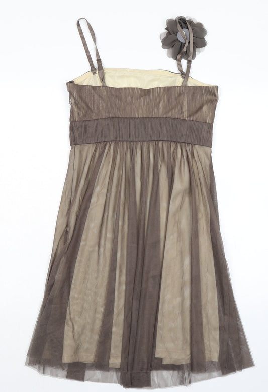 Esprit Womens Brown Polyester A-Line Size 12 Square Neck Zip - Removable Straps
