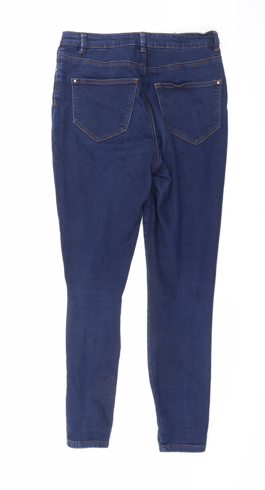 Very Womens Blue Cotton Skinny Jeans Size 12 L27 in Regular Zip