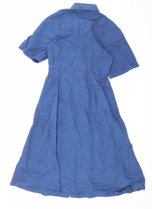 Finery Womens Blue Cotton Maxi Size 8 Collared Button