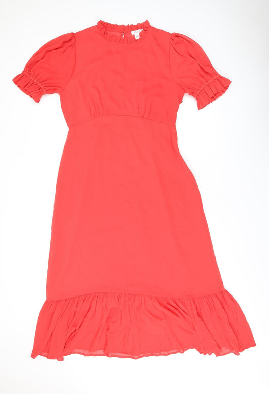 Finery Womens Red Polyester A-Line Size 16 Round Neck Zip