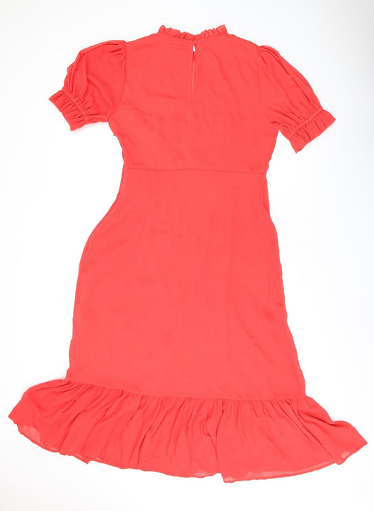 Finery Womens Red Polyester A-Line Size 16 Round Neck Zip