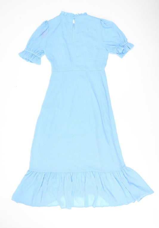 Finery Womens Blue Polyester A-Line Size 10 Round Neck Zip