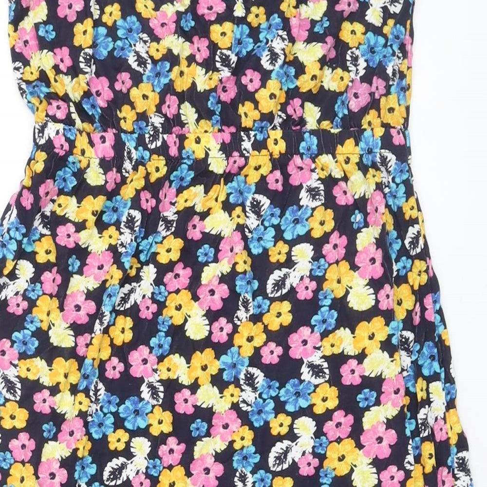 Stuido Womens Multicoloured Floral Viscose Mini Size 12 Off the Shoulder Pullover