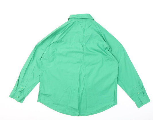 Womens UK Size 10 Cotton Traders Green Basic Button-Up
