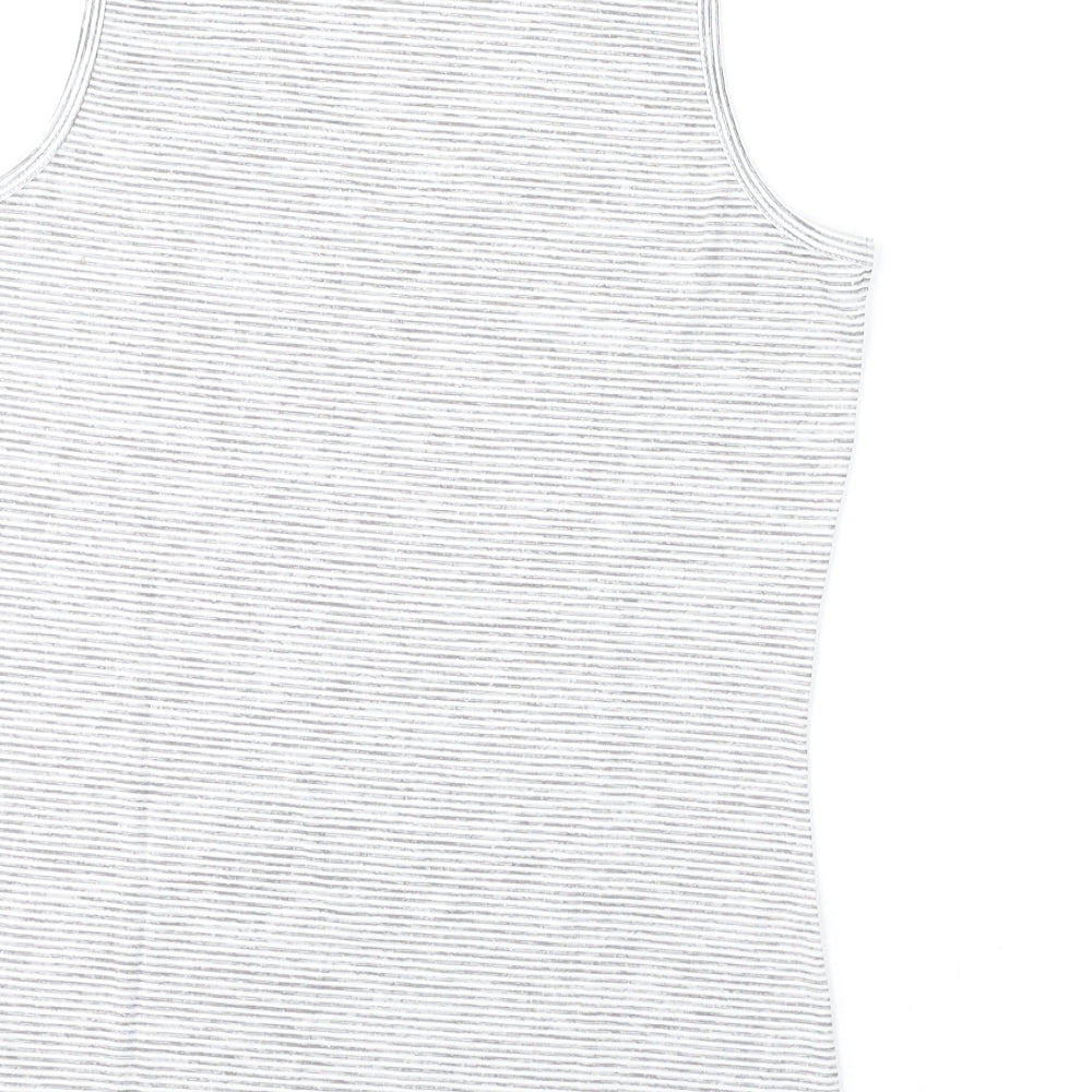 32 Degrees Womens Grey Striped Polyester Basic Tank Size M V-Neck