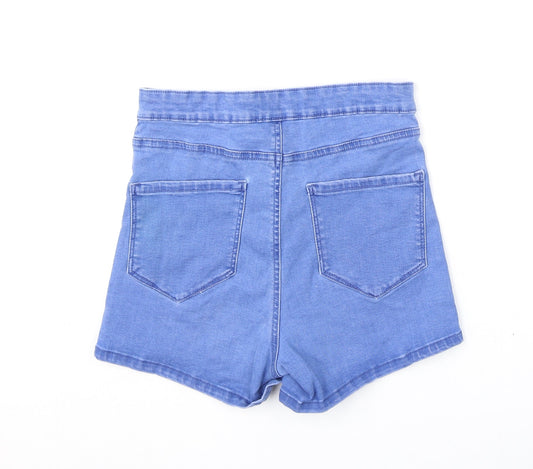Denim & Co. Womens Blue Cotton Hot Pants Shorts Size 10 Regular Zip