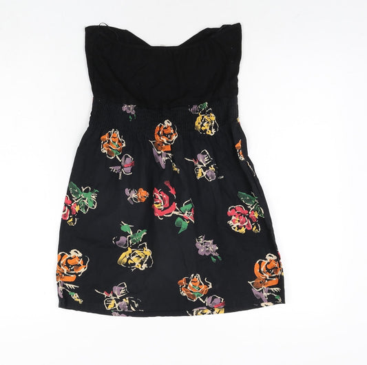 ASOS Womens Black Geometric Viscose A-Line Size 10 Sweetheart Pullover - Floral Print