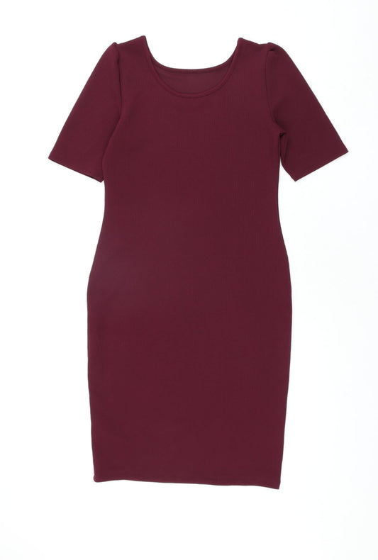 Dorothy Perkins Womens Purple Polyester Bodycon Size 12 Round Neck Pullover