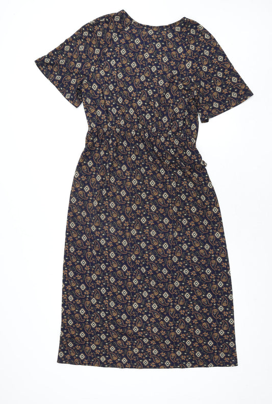 NEXT Womens Multicoloured Geometric Polyester Sheath Size 10 V-Neck Pullover