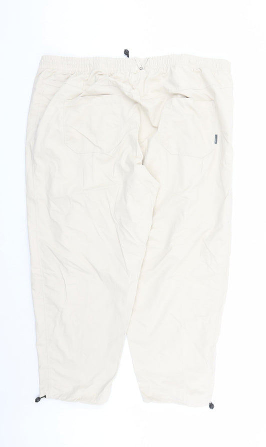 GOODMOVE Womens Beige Polyester Track Pants Trousers Size 24 L26 in Regular Drawstring - Elasticated Waist Pockets