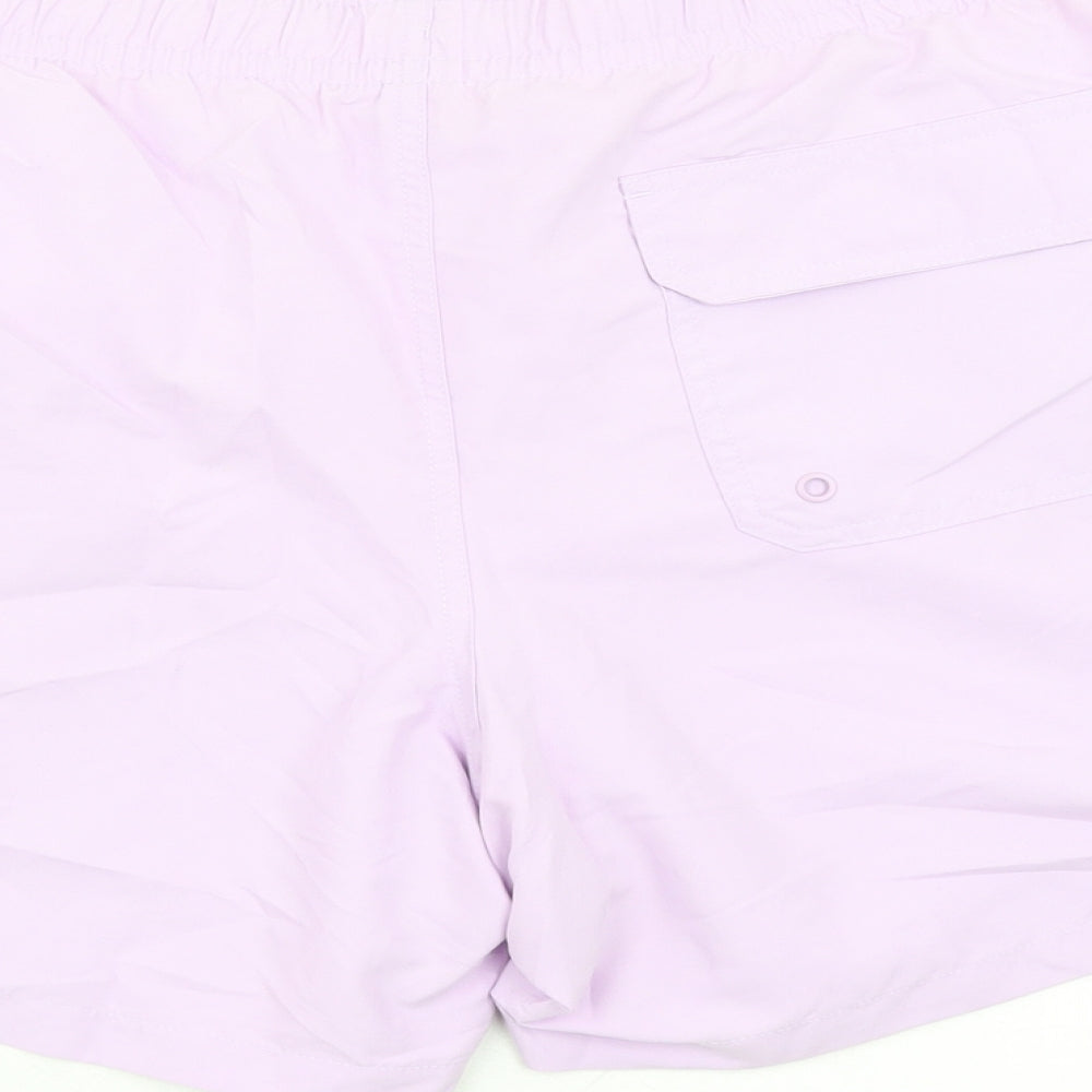 Marks and Spencer Mens Purple Polyester Sweat Shorts Size 2XL L6 in Regular Drawstring - Elasticated Waist Swim Shorts Pockets
