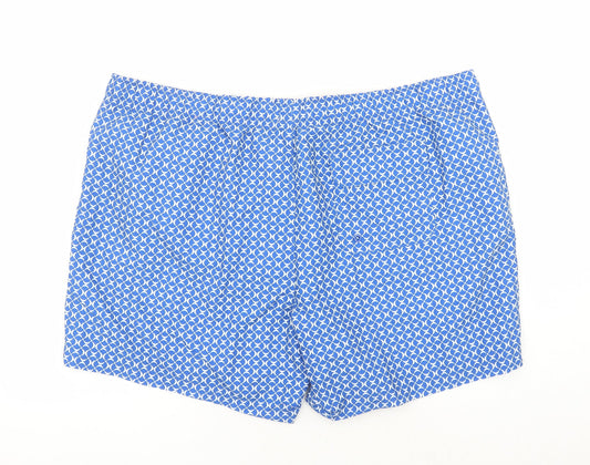 marks and s Mens Blue Geometric Polyester Sweat Shorts Size 3XL L6 in Regular Drawstring - Elasticated Waist Swim Shorts Pockets