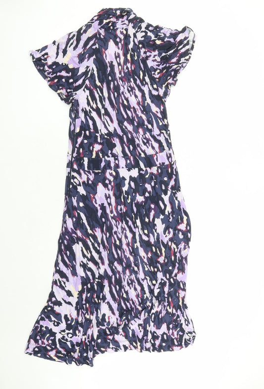 Great Plains Womens Purple Geometric Viscose A-Line Size S V-Neck Pullover
