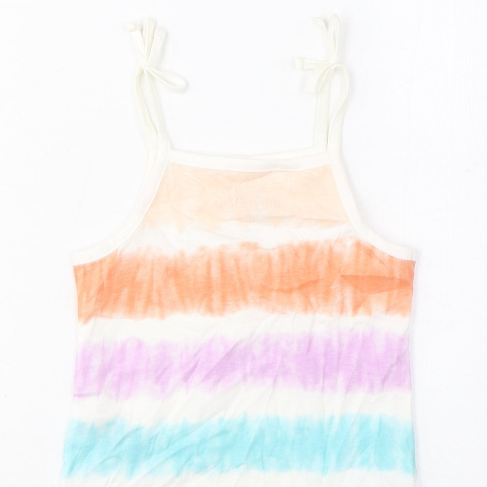 Marks and Spencer Girls Multicoloured Striped Cotton Camisole Tank Size 2-3 Years Square Neck Pullover