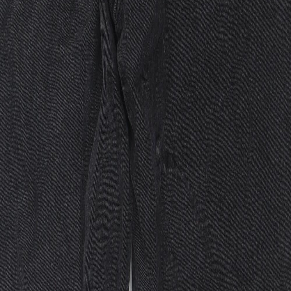 Denim & Co. Womens Black Cotton Straight Jeans Size 12 L30 in Regular Zip - Side Slit(s)