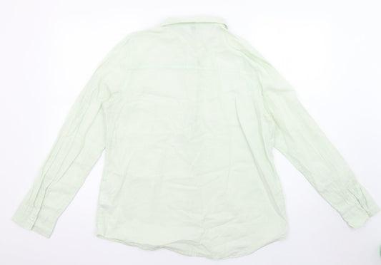 Divided by H&M Womens Green Striped 100% Cotton Basic Button-Up Size M Collared