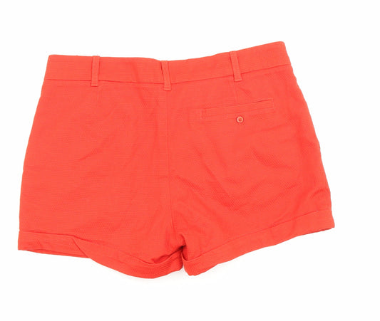 Jack Wills Womens Red Cotton Basic Shorts Size 8 L3 in Regular Zip