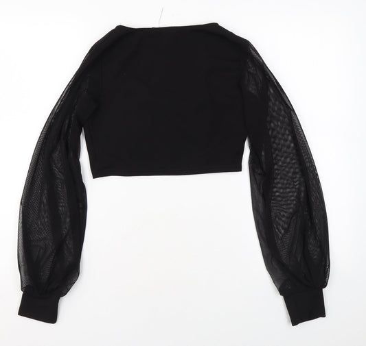 I SAW IT FIRST Womens Black Polyester Basic Blouse Size 10 Scoop Neck